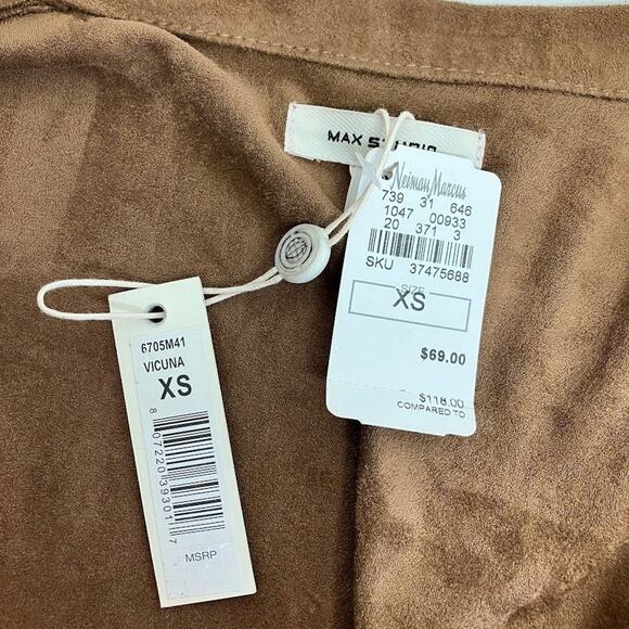 Boho Chic Faux Brown Suede Open Front Draped Vest Womens Size XS Festival  NWT - Picture 6 of 10